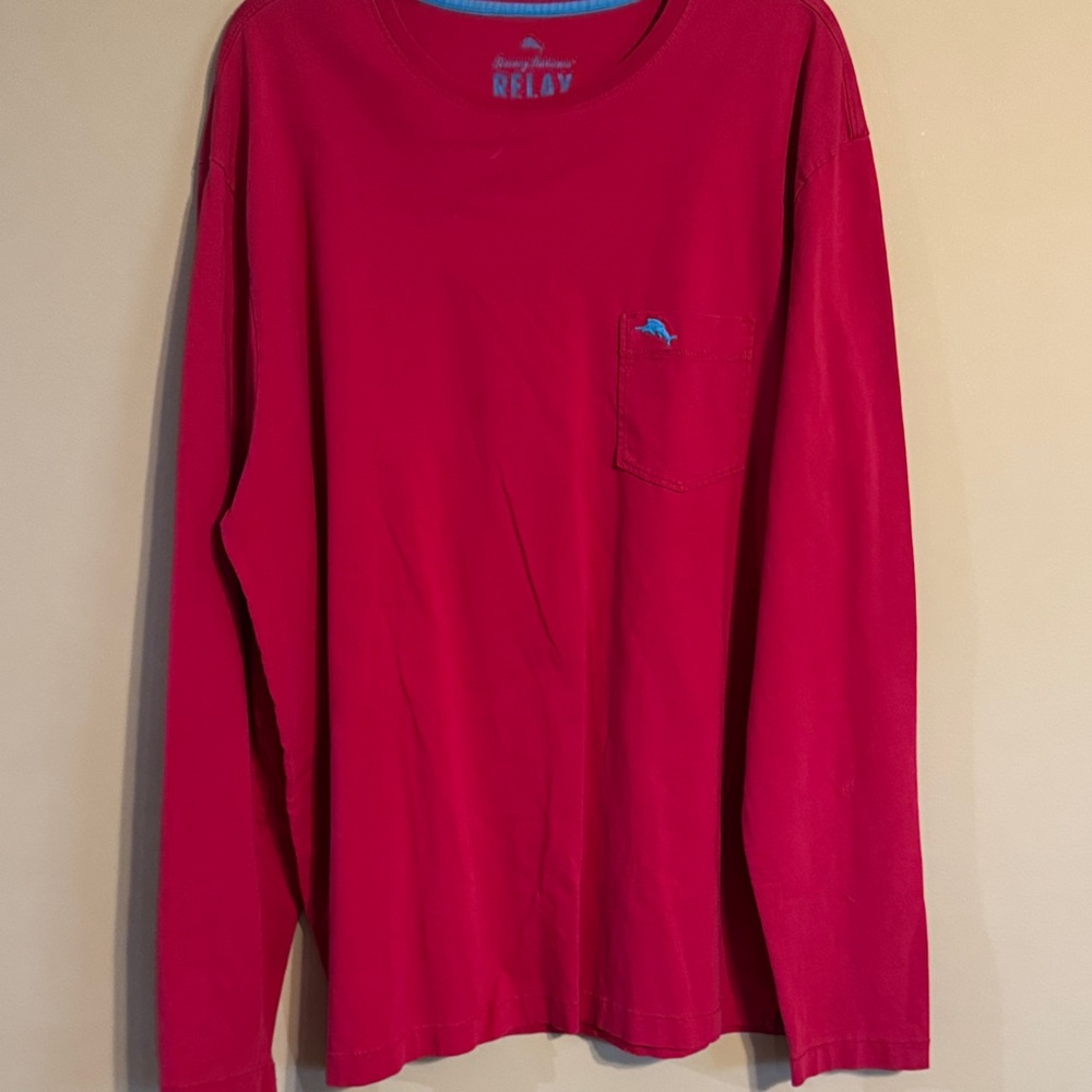 Tommy Bahama Men's Vibrant‎ Red Long Sleeve Tee